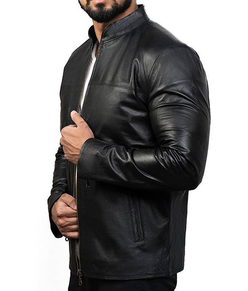 Charcoal Black Slimfit Leather Jacket