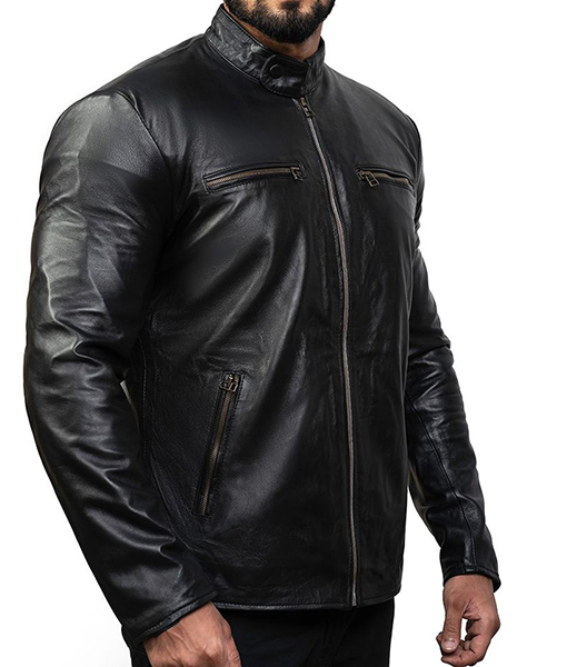 Raven Black Slimfit Leather Jacket