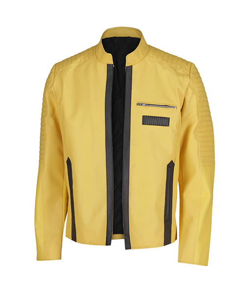 Men Yellow Pu Leather Jacket