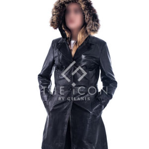 Women's Black Hooded Trench Coat