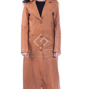 Women's Tan Shearling Trench Coat