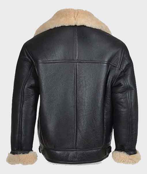 Mens Shearling Black Leather B3 Jacket