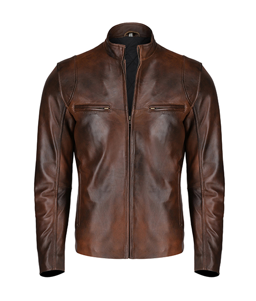 Slim Fit Dark Brown Leather Jacket For Men | The Icon Fashion