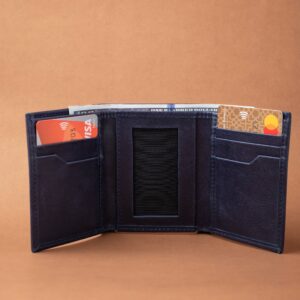 Men's Blue Tri-Fold Leather Wallet