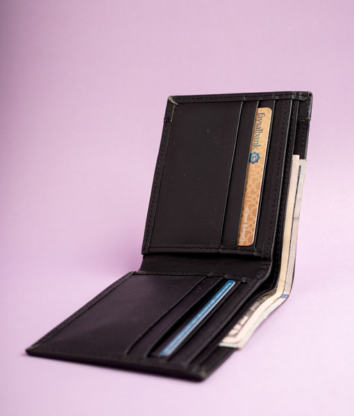 Men’s Black Striped Leather Wallet