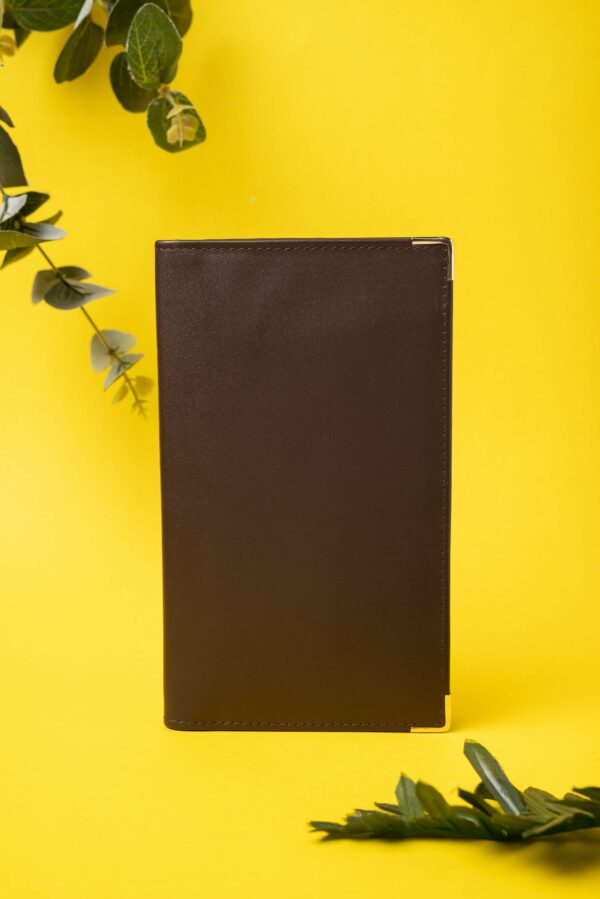 Bi Fold Long Brown Leather Card Holder