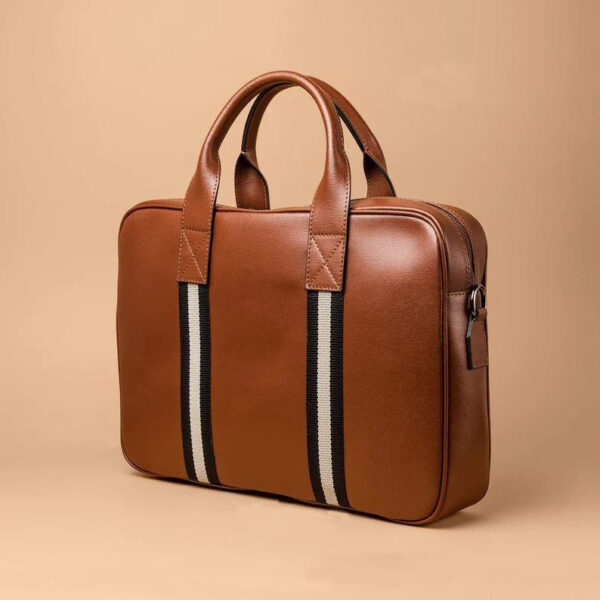 Men's Classic Style Brown Leather Laptop Bag
