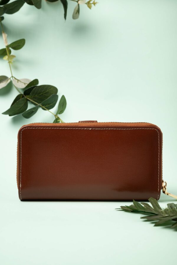 Women's Luxury Brown Leather Card Holder Clutch