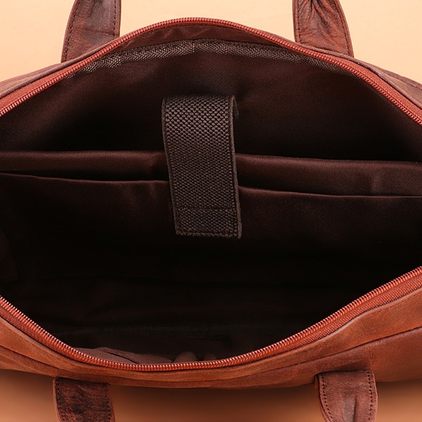 Men’s Classic Style Brown Leather Laptop Bag