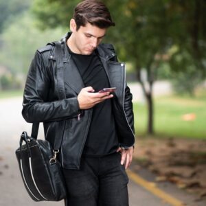Men's Stylish Black Leather Laptop Bag