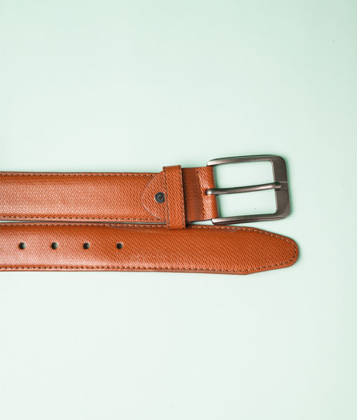 Classic Dark Light Brown Leather Belt For Men