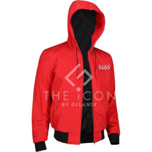 Mens 6666 Red Hooded Jacket