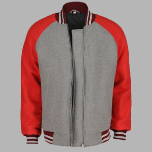 Men's Red and Grey Varsity Jacket