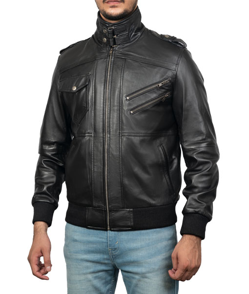 Men's Black Hooded Bomber Jacket