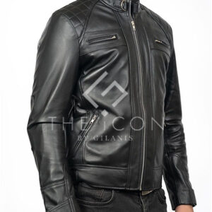 Men's Diamond Black Biker Jacket