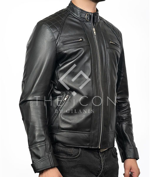 Men's Diamond Black Biker Jacket