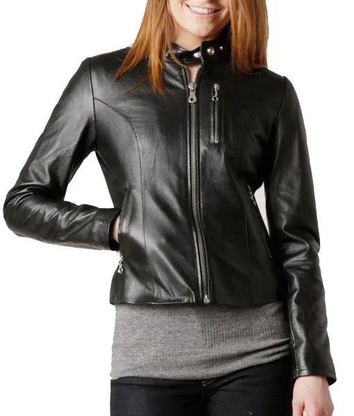 Slim Fit Leather Jacket For Women's