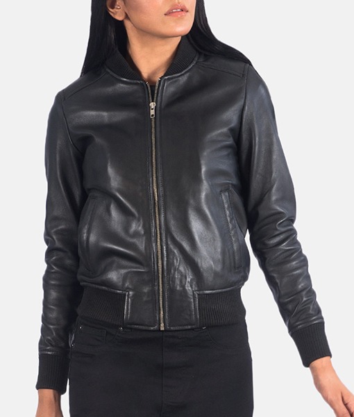 Women's Classic Bomber Leather Jacket