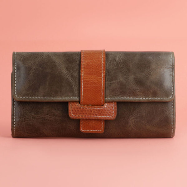 Women's Luxury Brown Crazy Horse Leather Clutch