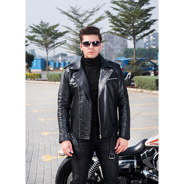 Men’s Black Leather Biker Jacket