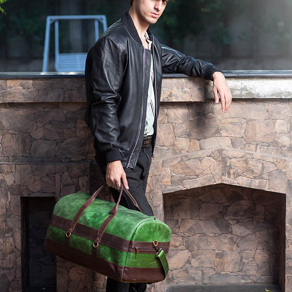Leather Multi-Function Travel Bag Green