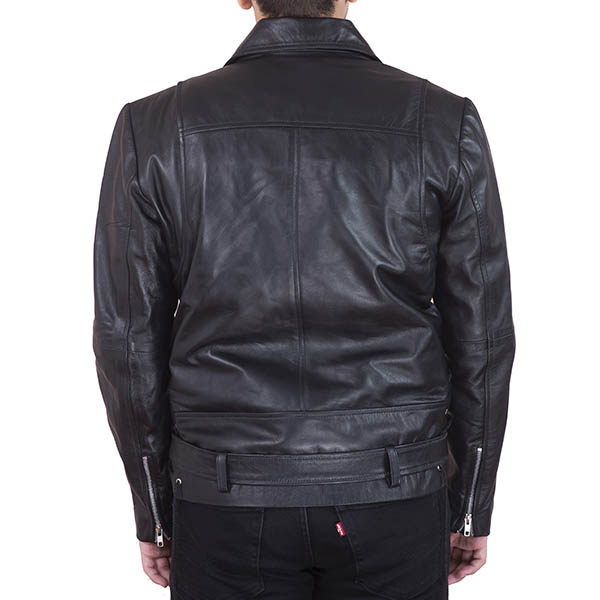 Men's Classic Black Leather Biker Jacket