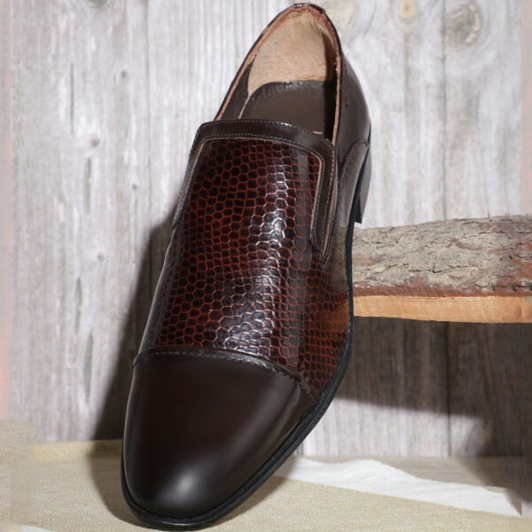 Men’s Turkiye-Designer Glazed Leather Shoes in Dressy Brown Color