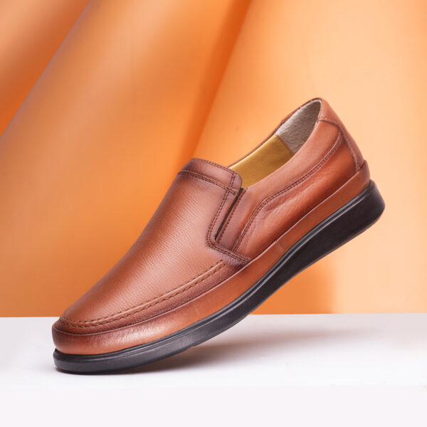 Men's Turkish Classic Spotless Design Leather Shoes in Bright Brown Color
