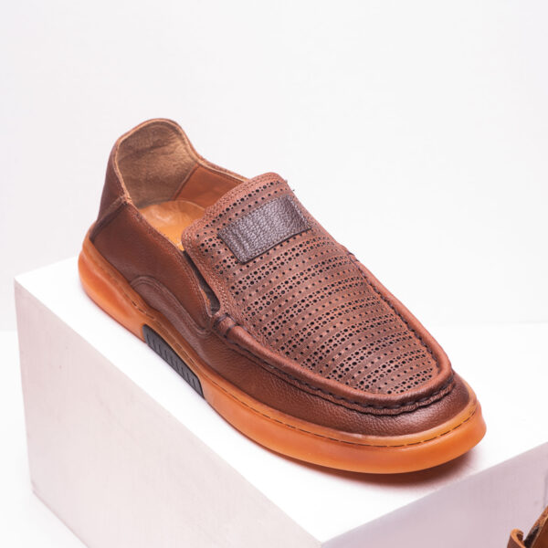 Turkish-made Dotted-design Brown Leather Designer with Glowy Brown Soles for Men