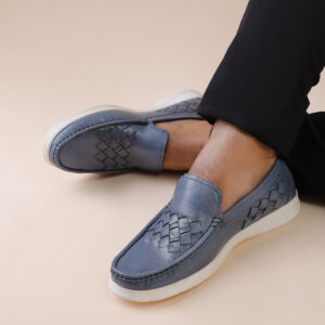 Men's Turkiye-Made Designer Leather Shoes in Blue Color