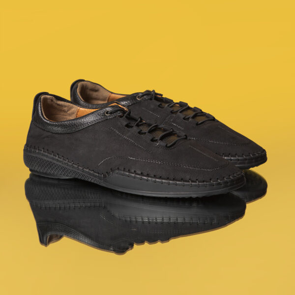 Men's Turkish Ultra-athletic Leather Sneakers in Jet Black