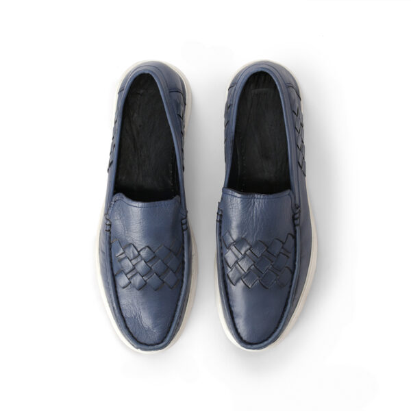 Men's Turkiye-Made Designer Leather Loafers in Blue