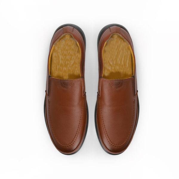 Men's Turkish-origin Spotless-design Leather Loafers in Bright Brown Color