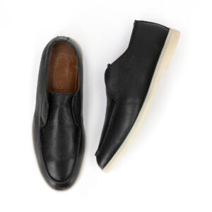 Men's Turkiye-built Grainy Leather Loafers in Bold Black Color