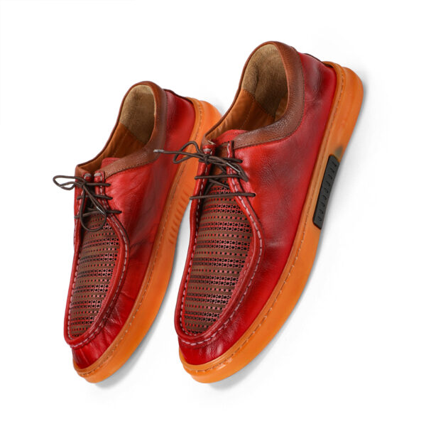 Men’s Turkish-built Handmade Casual Leather Shoes in Coal Red Color