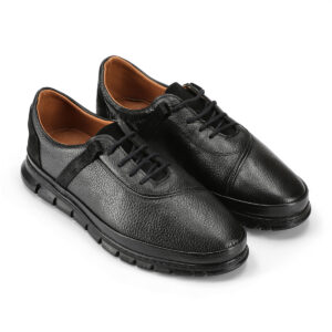 Men's Turkiye-made Grainy-design Leather Shoes in Black