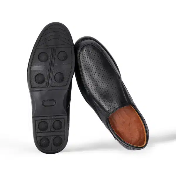 Men's Turkish Classic Dotted Design Leather Shoes In Black