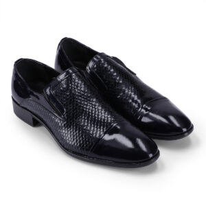 Men’s Turkiye-Designer Glazed Leather Shoes in Black Color