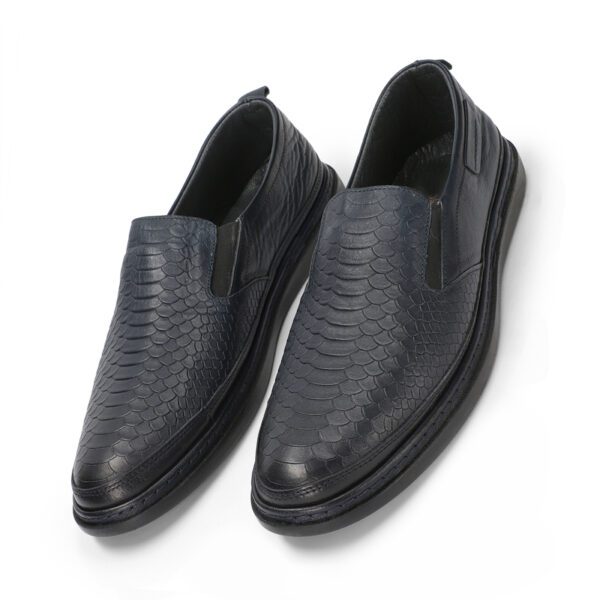 Men's Turkish-made Snake-print Genuine Leather Shoes in Black
