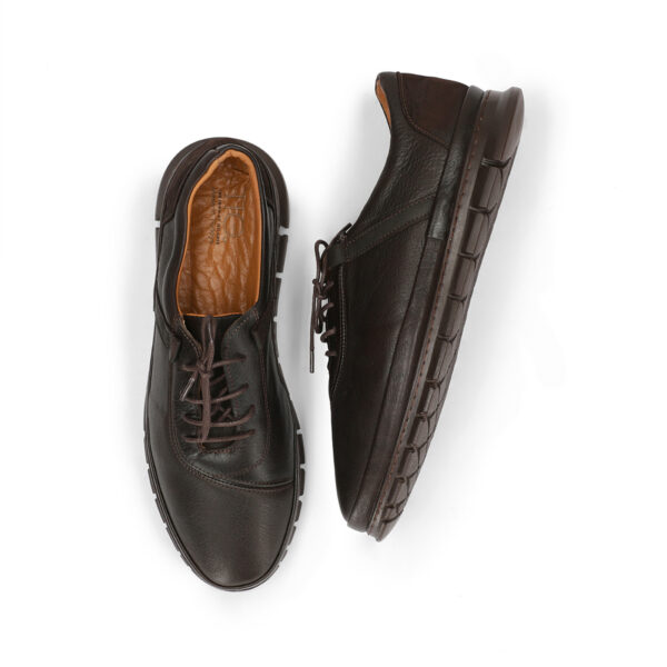 Men’s Turkiye-made Grainy-design Leather Shoes in Dark Brown