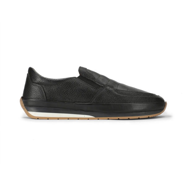 Men’s Turkish-Made Crocodile Style Leather Shoes in Somber Black