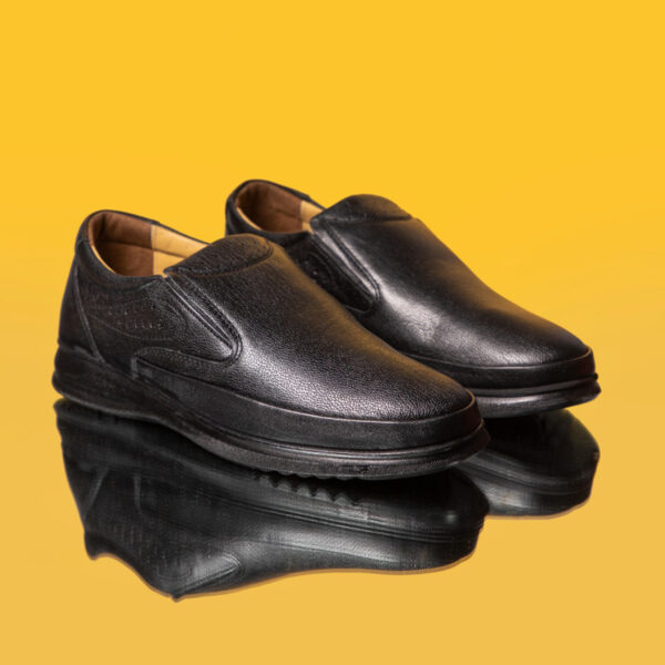 Men's Turkish-built Slip-On Dotted Grainy Leather Shoes in Black