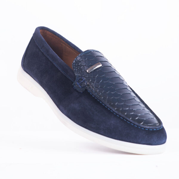 Men’s Turkish-Made Crocodile Style Suede Leather Shoes in Blue