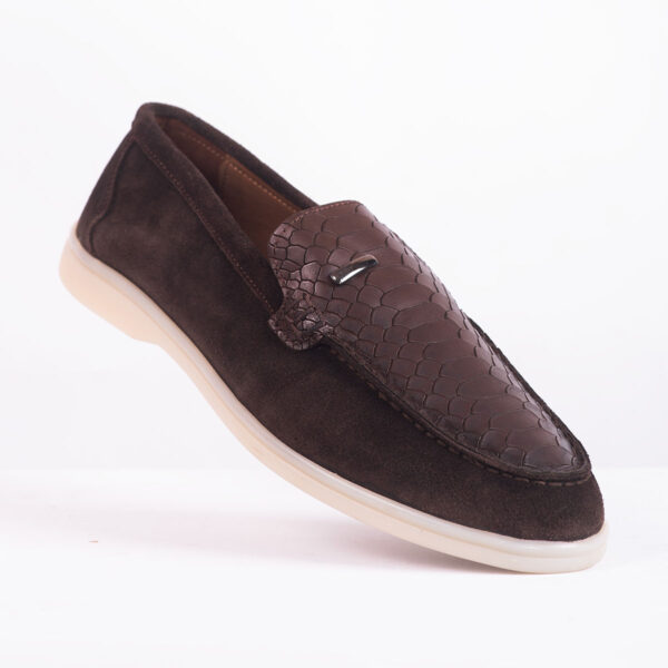 Men’s Turkish-Made Crocodile Style Suede Leather Shoes in Dark Brown