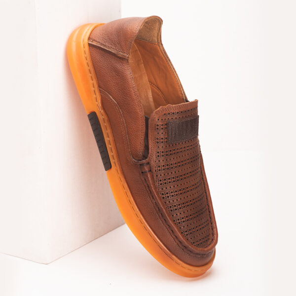 Turkish-made Dotted-design Brown Leather Designer In Brown Soles for Men