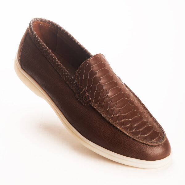 Men’s Turkish-Made Crocodile Style Leather Shoes in Dark Brown Color